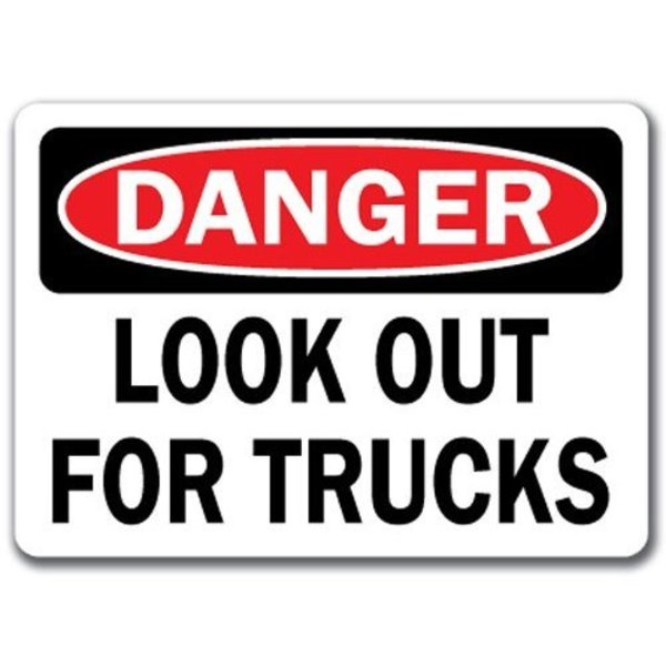 Signmission Danger Sign-Look Out For Trucks-10in x 14in OSHA Safety Sign, 10" L, 14" H, DS-Trucks DS-Trucks